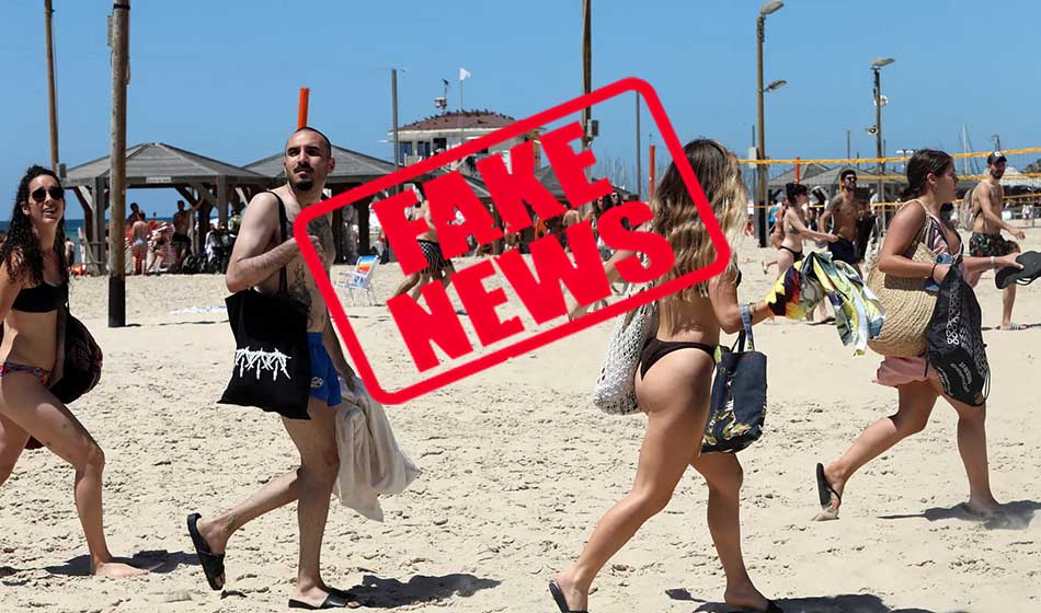 La fotografía fue compartida en 2021 por el canal de radiodifusión pública de Israel, KAN News, junto a un mensaje que decía “así luce la playa de Tel Aviv durante la alarma”. Créditos: AFP Anas Baba