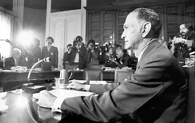 La voz del ajuste: Martínez de Hoz presenta las medidas económicas que marcaron el rumbo de la dictadura, el 2 de abril de 1976. Créditos: Diagonales