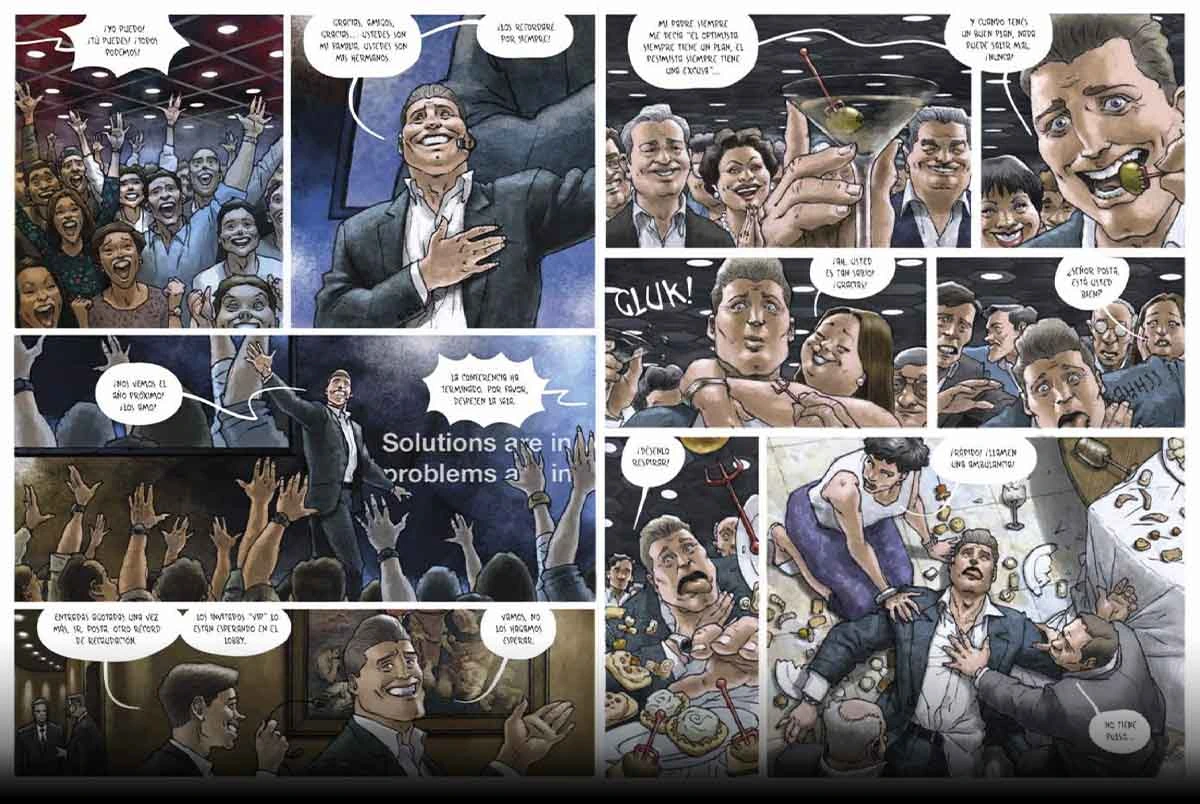 Falsos gurús y mucha hipocresía en "Pandemonia", de la dupla de Agrimbau e Ippóliti. 2 Collage resena comic Pandemonia 01 1