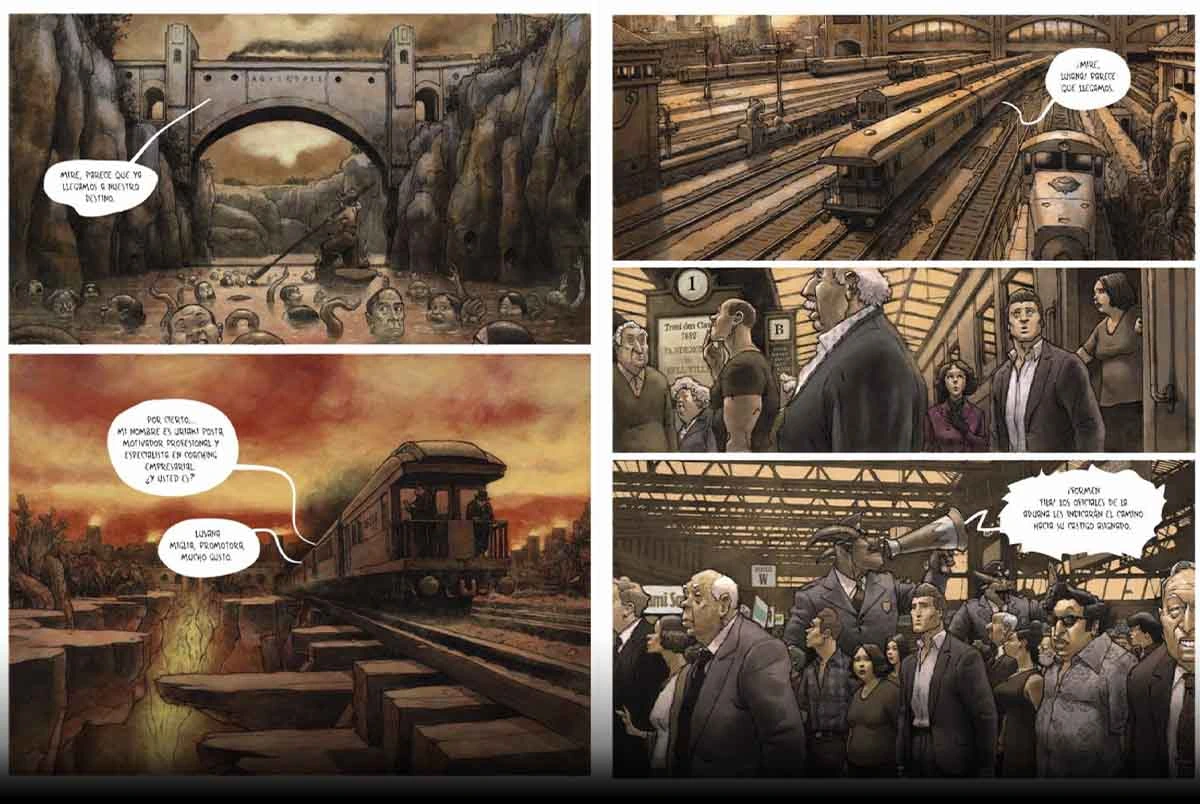 Falsos gurús y mucha hipocresía en "Pandemonia", de la dupla de Agrimbau e Ippóliti. 3 Collage resena comic Pandemonia 02 1