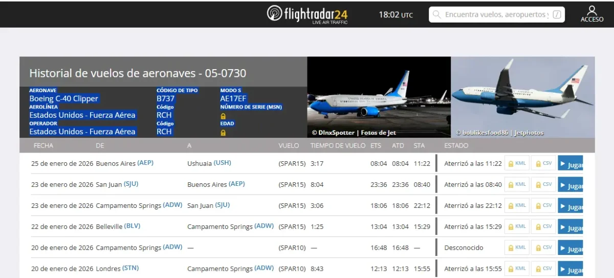 Alerta en Ushuaia por la llegada de un avión de la fuerza aérea estadounidense sin aviso previo 2 captura Agenda Malvinas