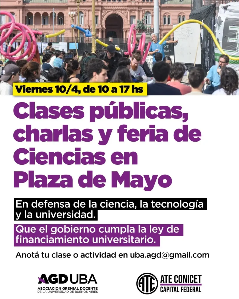 Clases y protestas en la Plaza de Mayo: crece el conflicto universitario 3 AGD clases publicas