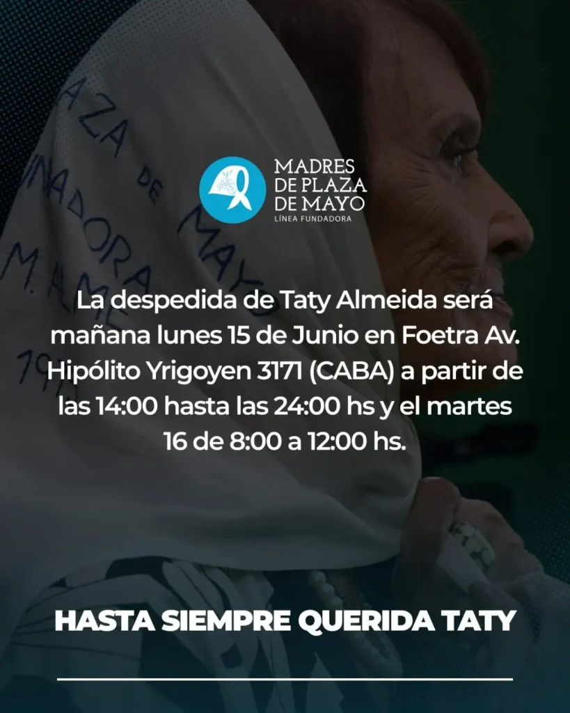 Taty Almeida: el eco eterno de una Madre que nunca abandonó la lucha 2 Taty Almeida