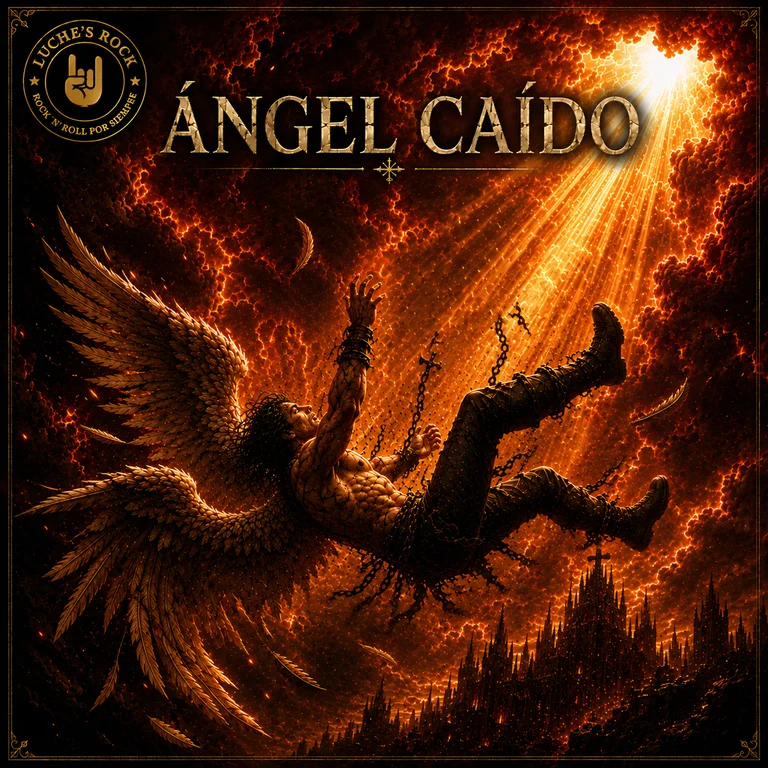 Luche’s Rock anunció 3 nuevos singles que serán parte del disco “Ardiendo en el cielo” 4 Portada Angel Caido 768x768 1